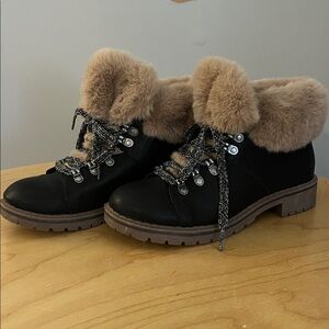 Time and Tru Black Boots with Tan Sole